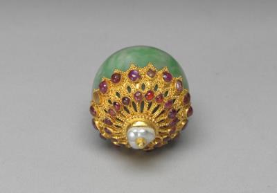 图片[2]-Jadeite button inlaid with gold and gems, Qing dynasty, 18th-19th c., work of the Muslim regions-China Archive